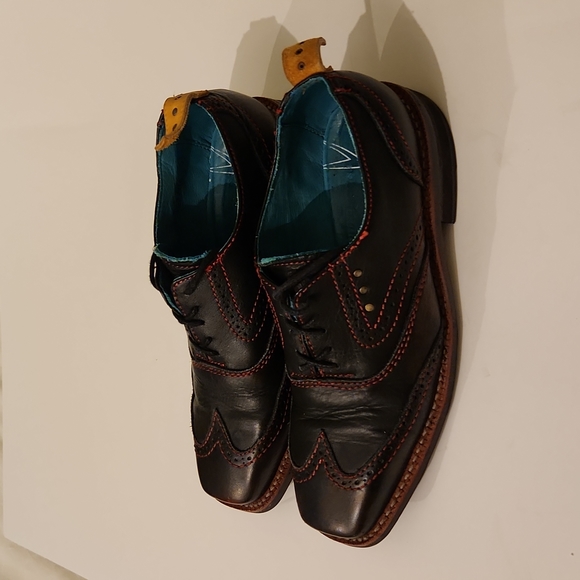 Pskaufman brogue shoes, men's 7.5, black with red contrast stitching/und… - Picture 2 of 8